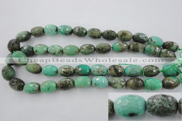 CAG3920 15.5 inches 13*18mm faceted rice green grass agate beads