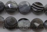 CAG3960 15.5 inches 10mm faceted coin grey botswana agate beads