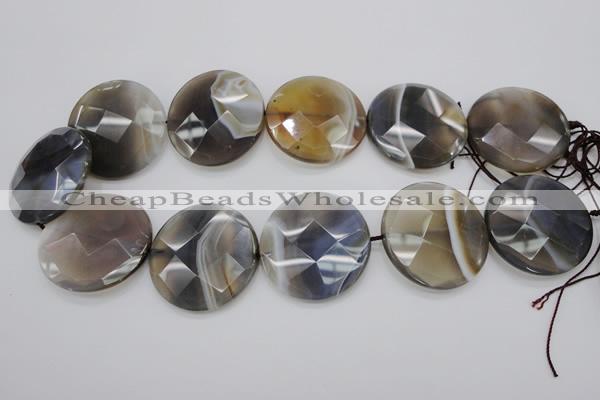 CAG3968 15.5 inches 30mm faceted coin grey botswana agate beads