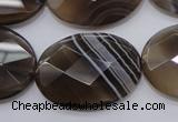 CAG3976 15.5 inches 22*30mm faceted oval grey botswana agate beads