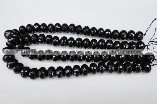 CAG3997 15.5 inches 12*16mm faceted rondelle black agate beads