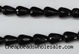 CAG4000 15.5 inches 8*10mm faceted teardrop black agate beads