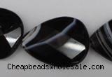 CAG4030 15.5 inches 15*20mm faceted flat teardrop black agate beads