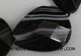 CAG4031 15.5 inches 20*30mm faceted flat teardrop black agate beads