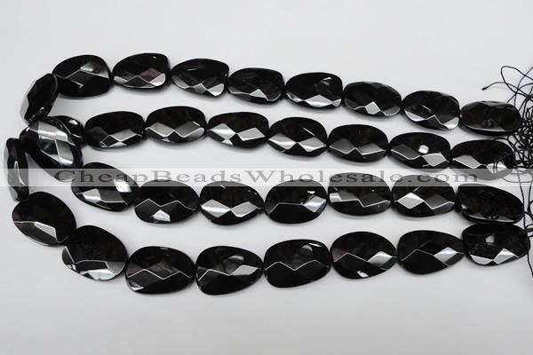 CAG4039 15.5 inches 18*23mm faceted freeform black agate beads