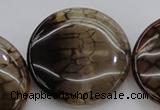 CAG4069 15.5 inches 40mm flat round dragon veins agate beads