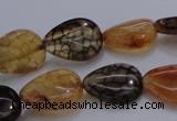 CAG4079 15.5 inches 10*14mm flat teardrop dragon veins agate beads