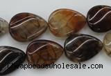 CAG4096 15.5 inches 13*18mm twisted flat teardrop dragon veins agate beads