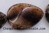 CAG4101 15.5 inches 30*40mm twisted flat teardrop dragon veins agate beads