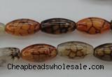 CAG4125 15.5 inches 8*16mm rice dragon veins agate beads