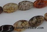 CAG4149 15.5 inches 6*12mm twisted rice dragon veins agate beads