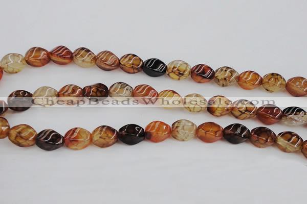 CAG4150 15.5 inches 8*12mm twisted rice dragon veins agate beads