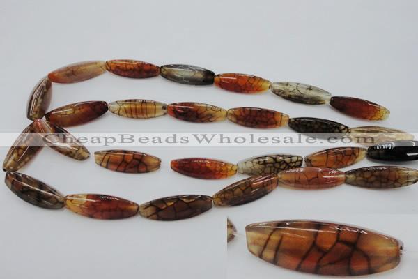 CAG4159 15.5 inches 10*30mm trihedron dragon veins agate beads