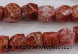 CAG4176 15.5 inches 10*11mm faceted nuggets natural fire agate beads