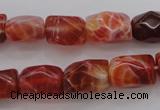 CAG4177 15.5 inches 10*14mm faceted nuggets natural fire agate beads