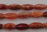 CAG4194 15.5 inches 8*14mm faceted rice natural fire agate beads