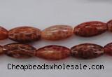 CAG4195 15.5 inches 8*16mm faceted rice natural fire agate beads