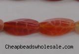 CAG4201 7*14mm faceted & twisted trihedron natural fire agate beads