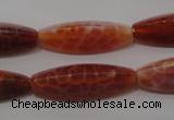 CAG4206 15.5 inches 10*30mm trihedron natural fire agate beads