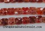 CAG4250 15.5 inches 8*8mm faceted square natural fire agate beads