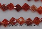 CAG4261 15.5 inches 8*8mm faceted diamond natural fire agate beads