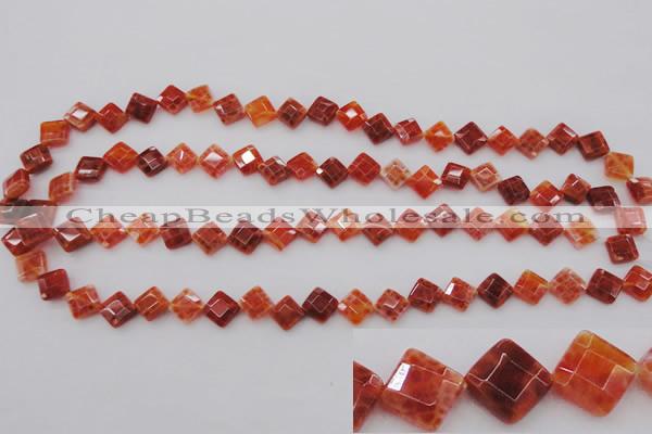 CAG4261 15.5 inches 8*8mm faceted diamond natural fire agate beads