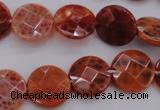 CAG4266 15.5 inches 15mm faceted coin natural fire agate beads