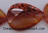 CAG4277 15.5 inches 30*40mm faceted flat teardrop natural fire agate beads