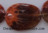 CAG4280 15.5 inches 28*39mm faceted freeform natural fire agate beads