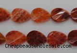 CAG4282 10*14mm faceted & twisted teardrop natural fire agate beads