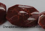 CAG4288 30*40mm faceted & twisted octagonal natural fire agate beads