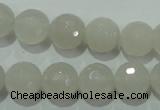 CAG4351 15.5 inches 10mm faceted round white agate beads wholesale