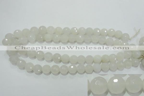 CAG4351 15.5 inches 10mm faceted round white agate beads wholesale