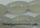 CAG4355 15.5 inches 15*30mm rice white agate beads wholesale