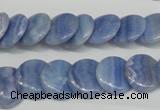 CAG4392 15.5 inches 14mm flat round dyed blue lace agate beads