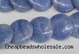 CAG4393 15.5 inches 18mm flat round dyed blue lace agate beads