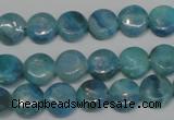 CAG4420 15.5 inches 10mm flat round dyed blue lace agate beads