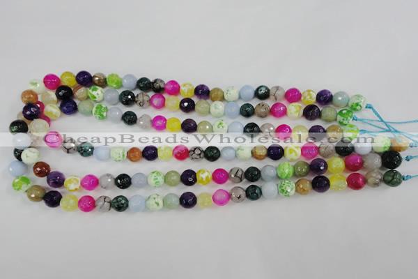 CAG4504 15.5 inches 8mm faceted round fire crackle agate beads