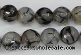 CAG4540 15.5 inches 12mm faceted round fire crackle agate beads