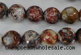 CAG4548 15.5 inches 12mm faceted round fire crackle agate beads