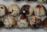 CAG4577 15.5 inches 16mm faceted round fire crackle agate beads