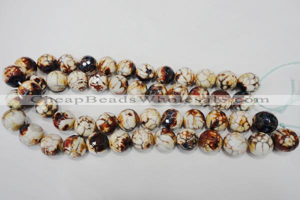 CAG4577 15.5 inches 16mm faceted round fire crackle agate beads