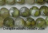 CAG4627 15.5 inches 6mm faceted round fire crackle agate beads