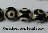 CAG4682 15.5 inches 14mm faceted round tibetan agate beads wholesale