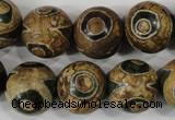 CAG4750 15 inches 16mm round tibetan agate beads wholesale