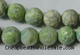 CAG4792 15.5 inches 12mm faceted round fire crackle agate beads