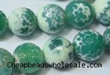 CAG4795 15.5 inches 14mm faceted round fire crackle agate beads