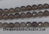 CAG4825 15 inches 6mm faceted round grey agate beads wholesale