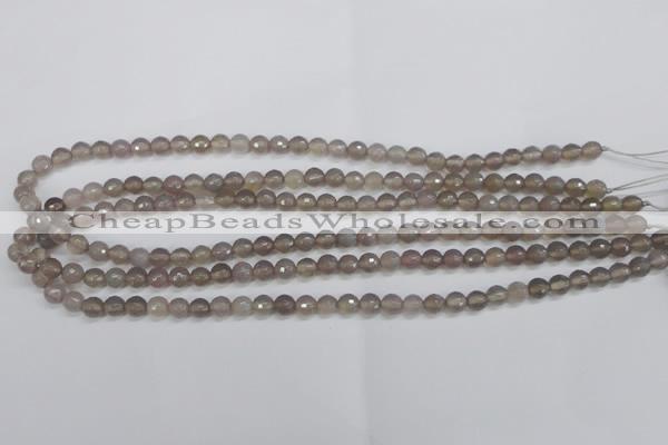 CAG4825 15 inches 6mm faceted round grey agate beads wholesale