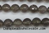 CAG4827 15 inches 10mm faceted round grey agate beads wholesale